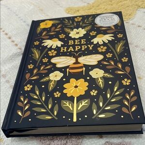 Bee Happy Floral Journal - Black and Gold